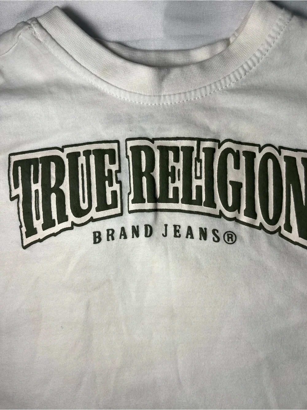 True Religion Jeans Logo T-Shirt Size 2T White Black Short Sleeve Graphic‎ Tee